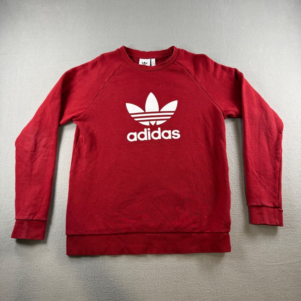 Adidas Originals Trefoil Sweatshirt Crewneck Mens Small Red Pullover Long Sleeve